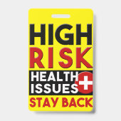 Abzeichen für ein hohes Gesundheitsrisiko Ausweis (Rückseite)