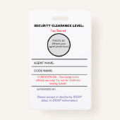 Abzeichen für geheime Agent Spy Party-Identität Ausweis (Rückseite)