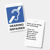 Abzeichen für Gehörbehinderte Unterstützung Ausweis (Vorder- & Rückseite)