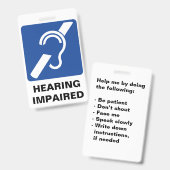 Abzeichen für Gehörbehinderte Unterstützung Ausweis (Vorder- & Rückseite)