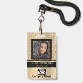 Abzeichen für Gold und Schwarz-Foto und Logos Ausweis (Vorderseite mit Lanyard)