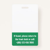 Abzeichen für grüne Freiwilligenwerbung hinzufügen Ausweis (Rückseite)