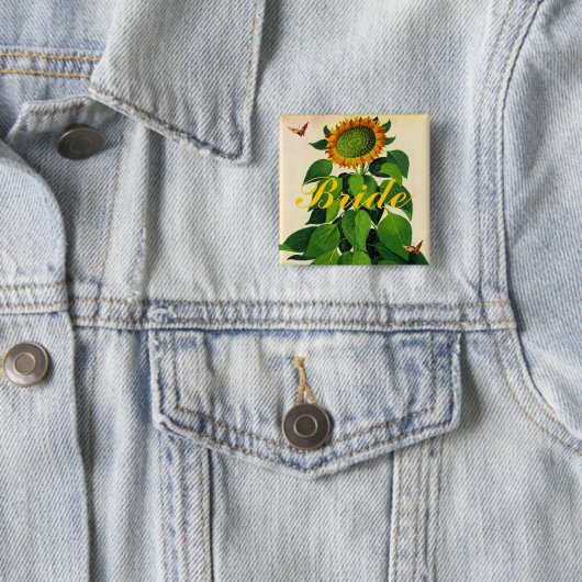 Abzeichen für Hochzeitsfeier mit Sonnenblumen Button (Beispiel)