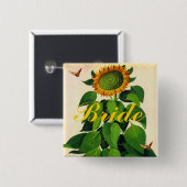 Abzeichen für Hochzeitsfeier mit Sonnenblumen Button (Vorne & Hinten)