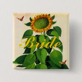 Abzeichen für Hochzeitsfeier mit Sonnenblumen Button (Vorderseite)