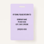 Abzeichen für lila Firmenlogo Mitarbeiter-Foto Ausweis (Rückseite)