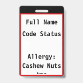 Abzeichen für medizinische Notfälle - kundenspezif Ausweis (Back)