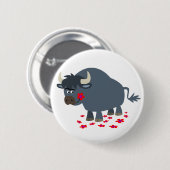 Abzeichen für niedliche Cartoon Bull und Red Bloom Button (Vorne & Hinten)