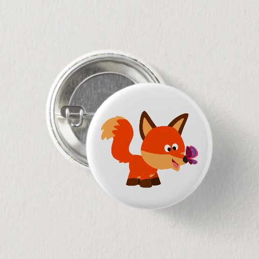 Abzeichen für niedliche Cartoon-Fox- und Schmetter Button (Vorne & Hinten)