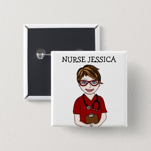 Abzeichen für personalisierte Krankenschwester Button (Vorne & Hinten)