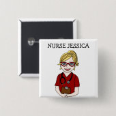 Abzeichen für personalisierte Krankenschwester Button (Vorne & Hinten)