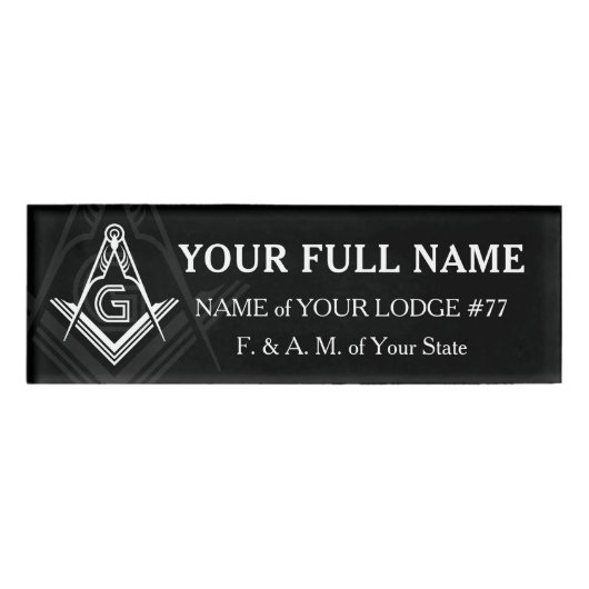 Abzeichen für personalisierte Masonic-Namen | Schw Namenschild (Vorderseite)