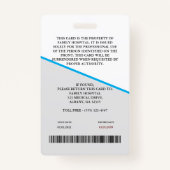 Abzeichen für personalisierte medizinische Mitarbe Ausweis (Rückseite)