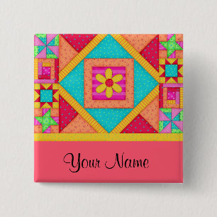Abzeichen für Quilt Art Name - Rot Button