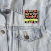 Abzeichen für schwarz-grüne Patchwork-Quilt-Blöcke Button (Beispiel)