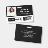 Abzeichen für Schwarze Mitarbeiternamen mit Logo u Ausweis (Vorder- & Rückseite)