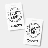 Abzeichen für Veranstaltungspersonal Ausweis (Vorder- & Rückseite)