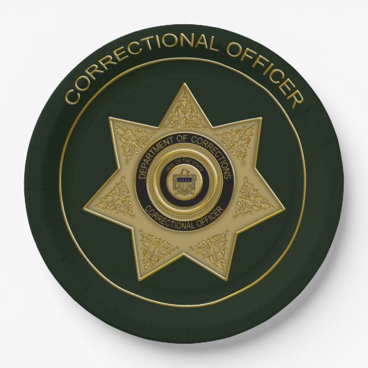 Abzeichen-Grn-Gold-PAPER-TELLER für Anweisungsbefu Pappteller (Vorderseite)