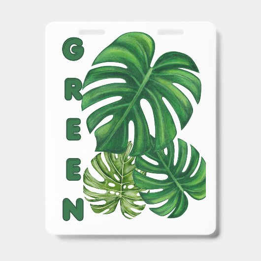 Abzeichen Grüne Monstera Blätter Ausweis (Vorderseite)