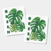 Abzeichen Grüne Monstera Blätter Ausweis (Vorder- & Rückseite)