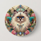 Abzeichen Hübsch Vinage Ragdoll Chat Art Button (Vorderseite)