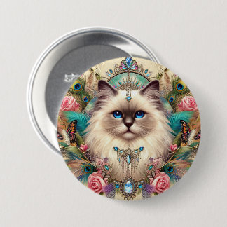 Abzeichen Hübsch Vinage Ragdoll Chat Art Button