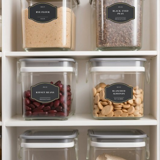 Abzeichen-Labels der Black Gold Border Pantry Orga Aufkleber