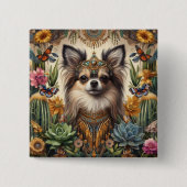 Abzeichen Long haar Chihuahua mexikanische Blumenk Button (Vorderseite)