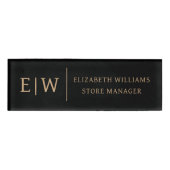 Abzeichen Magnet Black Gold Monogram Mitarbeiter N Namenschild (Vorderseite)