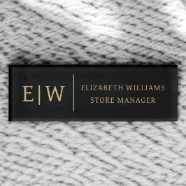 Abzeichen Magnet Black Gold Monogram Mitarbeiter N Namenschild