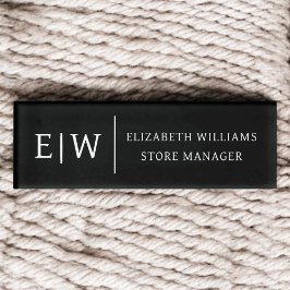 Abzeichen Magnet Black Monogram Mitarbeiter-Tag Namenschild