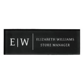 Abzeichen Magnet Black Monogram Mitarbeiter-Tag Namenschild (Vorderseite)