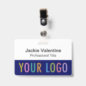 Abzeichen mit blauem PVC-Namen mit Clip Lanyard od Ausweis (Vorderseite mit Clip)