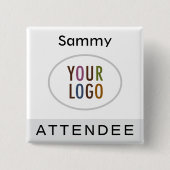 Abzeichen mit grauem Namen und Logo Pinback Square Button (Vorderseite)