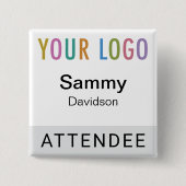 Abzeichen mit grauem Namen und Logo Pinback Square Button (Vorderseite)