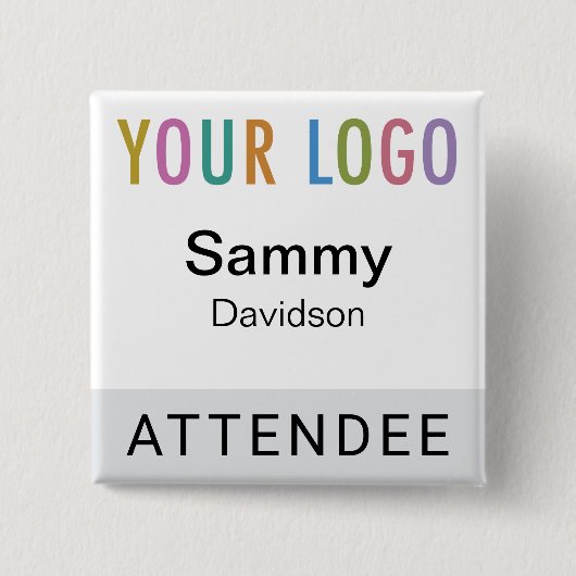 Abzeichen mit grauem Namen und Logo Pinback Square Button (Vorderseite)