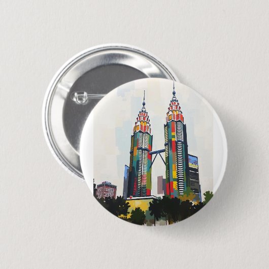 Abzeichen mit Petronas Türmen in Malaysia Button (Vorne & Hinten)