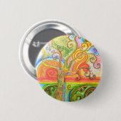 Abzeichen mit psychedelischem buntem Baum-Entwurf Button (Vorne & Hinten)