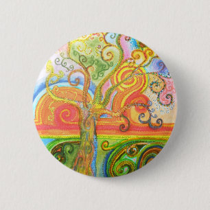 Abzeichen mit psychedelischem buntem Baum-Entwurf Button