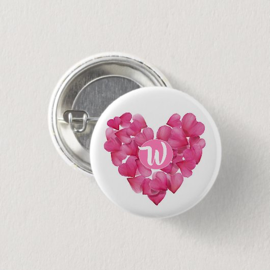 Abzeichen mit Rose in Monogramm. Button (Vorne & Hinten)