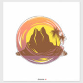 Abzeichen mit tropischer Vulkanlandschaft und Palm Aufkleber (Blatt)