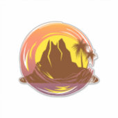 Abzeichen mit tropischer Vulkanlandschaft und Palm Aufkleber (Vorderseite)