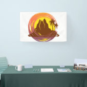 Abzeichen mit tropischer Vulkanlandschaft und Palm Banner (Messe)