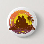 Abzeichen mit tropischer Vulkanlandschaft und Palm Button (Vorderseite)