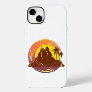 Abzeichen mit tropischer Vulkanlandschaft und Palm Case-Mate iPhone 14 Plus Hülle