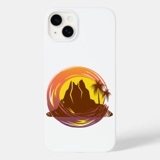 Abzeichen mit tropischer Vulkanlandschaft und Palm Case-Mate iPhone Hülle (Rückseite)