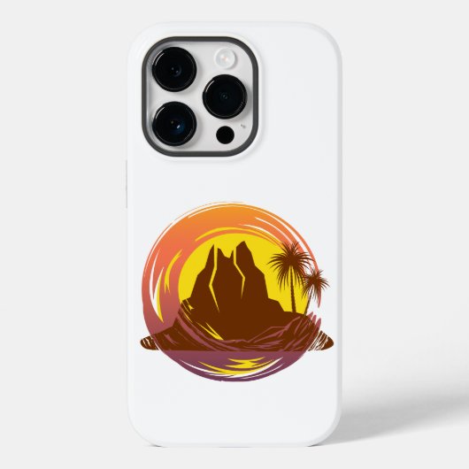 Abzeichen mit tropischer Vulkanlandschaft und Palm Case-Mate iPhone Hülle (Rückseite)