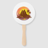 Abzeichen mit tropischer Vulkanlandschaft und Palm Fächer (Rückseite)