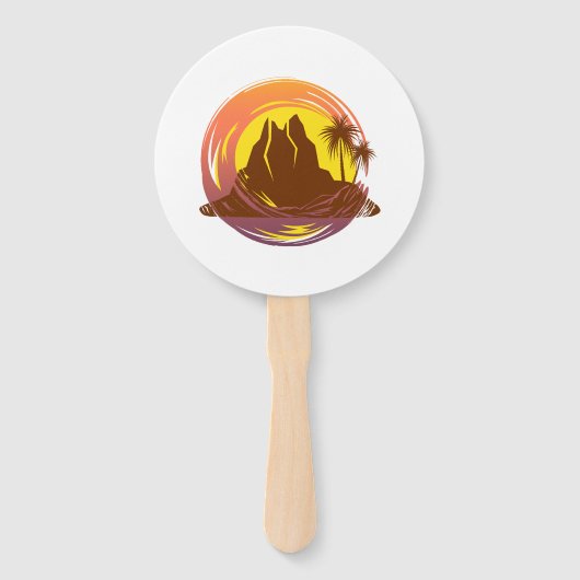 Abzeichen mit tropischer Vulkanlandschaft und Palm Fächer (Vorderseite)
