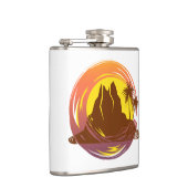 Abzeichen mit tropischer Vulkanlandschaft und Palm Flachmann (Rechts)